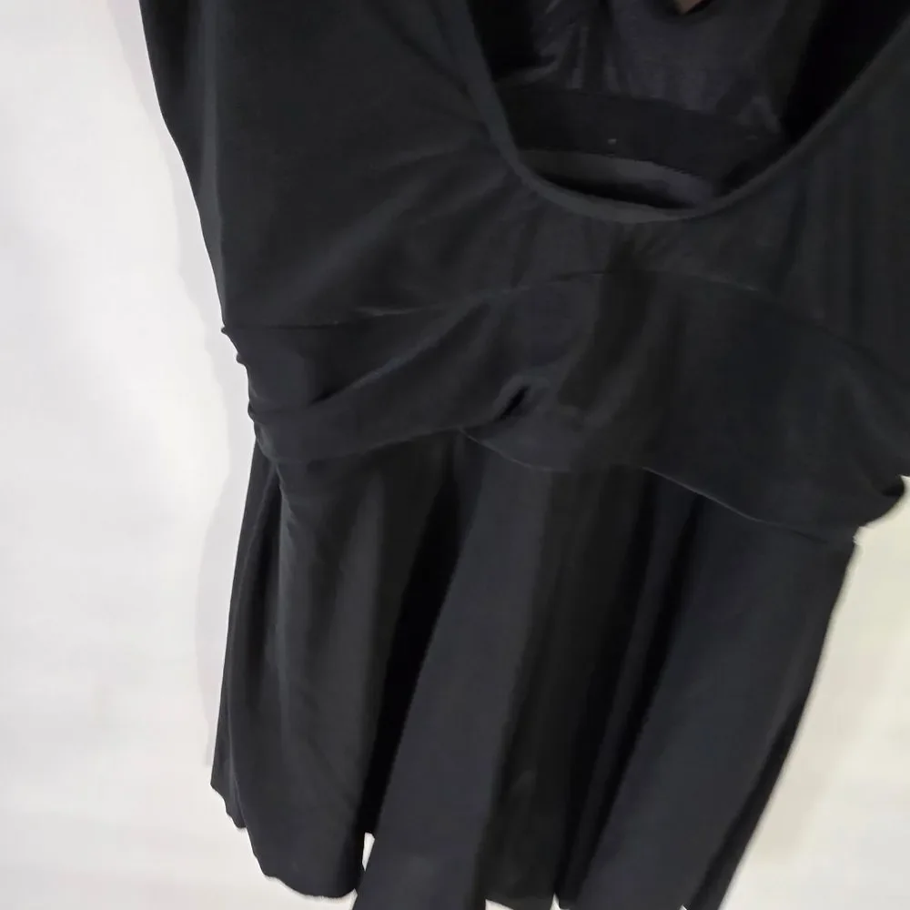 Vanishing Act Black Women's V-Neck One-Piece Swimsuit Belly Control Plus Size 14